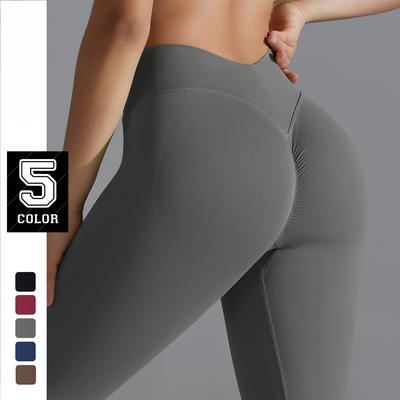 Модные повседневные удобные универсальные бесшовные сзади V-образный вырез на талии персиковые ягодицы корректирующие тренировочные штаны для йоги спортивные штаны для бега ягодицы фитнес-брюки