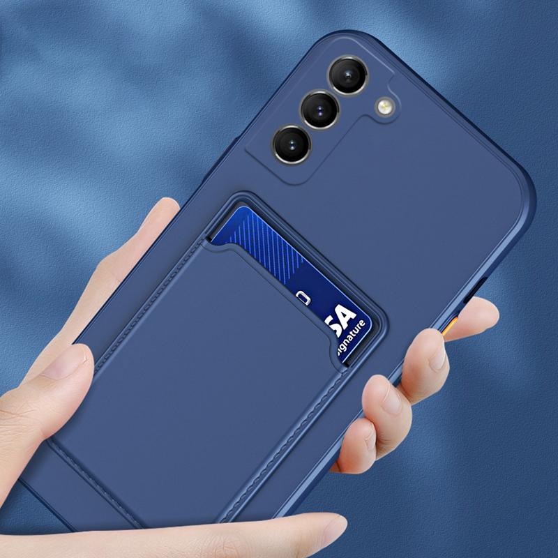 Case For Samsung Galaxy A05 A05S A15 4G 5G A25 A35 A55 Square Card Slot Holder Soft Phone Cover For Soft Silicon Coque
