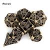 7 Pcs Yellow Flying Dragon Metal Dice Hollow Metal Polyhedral Dice Set Suitable for Role-Playing RPG  Board Game Card Game