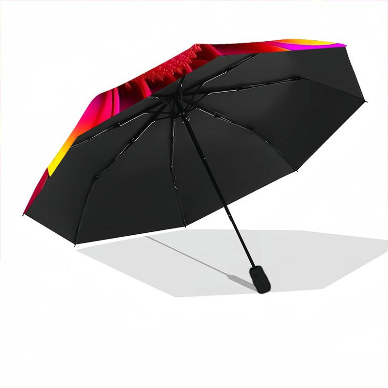 1pc Sunflower Print Automatic Folding Umbrella, 8-Rib Iron Frame, Casual Outdoor Accessory for Birthday Festival Gifts yy251128200