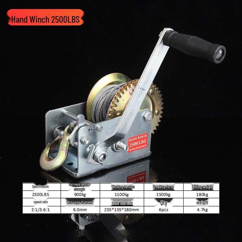Двунаправленная самоблокирующаяся ручная лебедка 1200 фунтов для бытового подъема и тяги