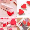 20 Pcs Stylish Wooden Red Love Heart Pegs Po Paper Clips Wedding Decor Craft