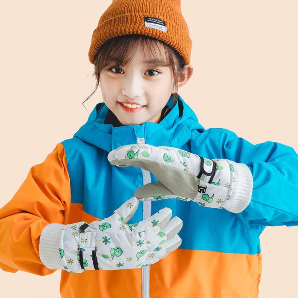 Thickened Fleece Boys Girls Gloves Waterproof Cycling Gloves 4-12Y Skiing Snow Gloves Student Kids