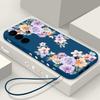 Для Samsung S25 Ultra S24 FE S23 S22 A36 A16 A55 A15 A35 A06 S26 A25 A05S A54 A26 A56 A17 Чехол Ремешок Цветочный принт Мягкий ударопрочный Матовый чехол для телефона