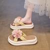Summer New Double Flower Soft Belt Versatile Temperament Fashion Beach Wear Thick-soled Comfortable Slippers -