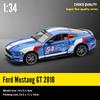 1/34 Ford Mustang GT 2018 Super Muscle Sports Series Alloy Diecast Metal Model Car Decorative Outdoor Collectibles Premium Gift