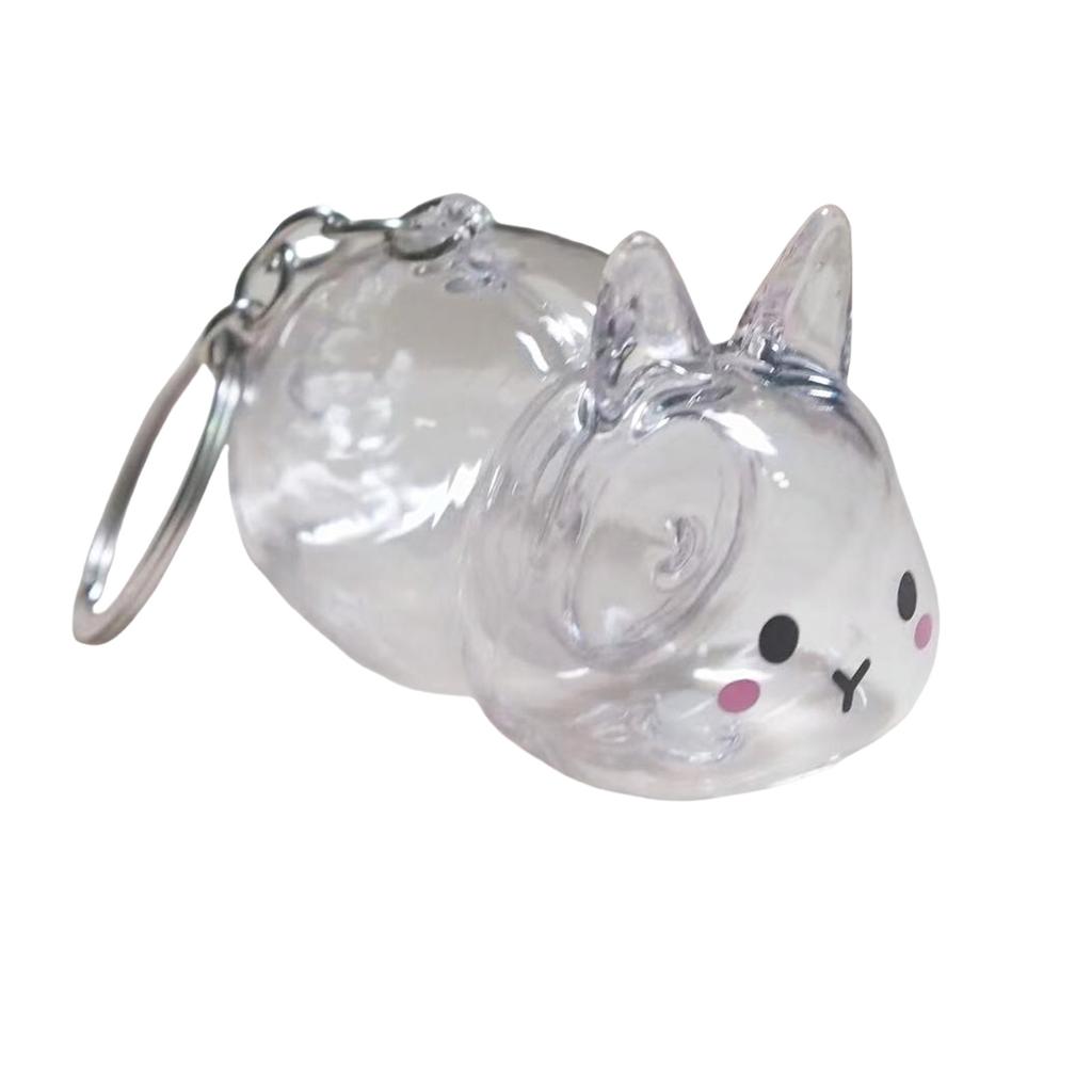 Funny Rabbit Shape Hair Storage Keepsakes Box Keychain Plastic Clear Pet Furs Collector Pendant Decors Pet Lover Gift