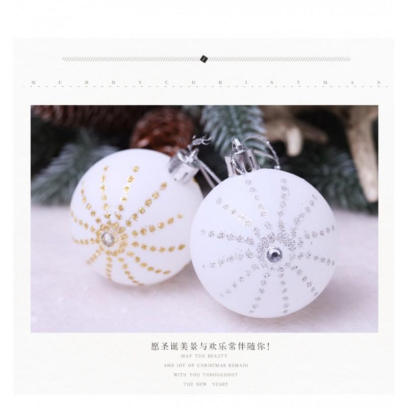 6cm White Gold PVC Christmas Ornament Ball Tree Decoration Holiday Party Decor
