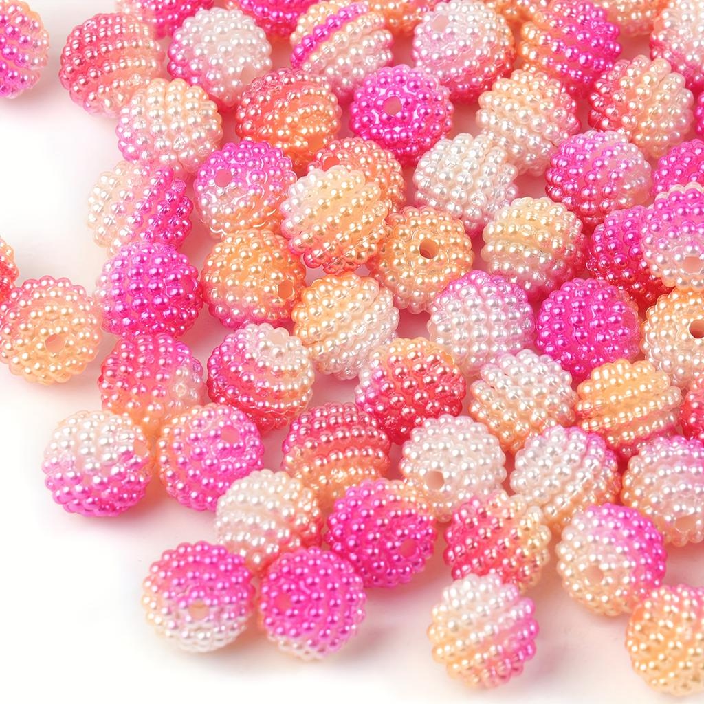 10mm 90pcs/bag Multicolor Acrylic Bayberry Beads Imitation Pearl Beads Round Loose Beads Spacer Beads For Earrings Bracelet Necklace Jewelry Making
