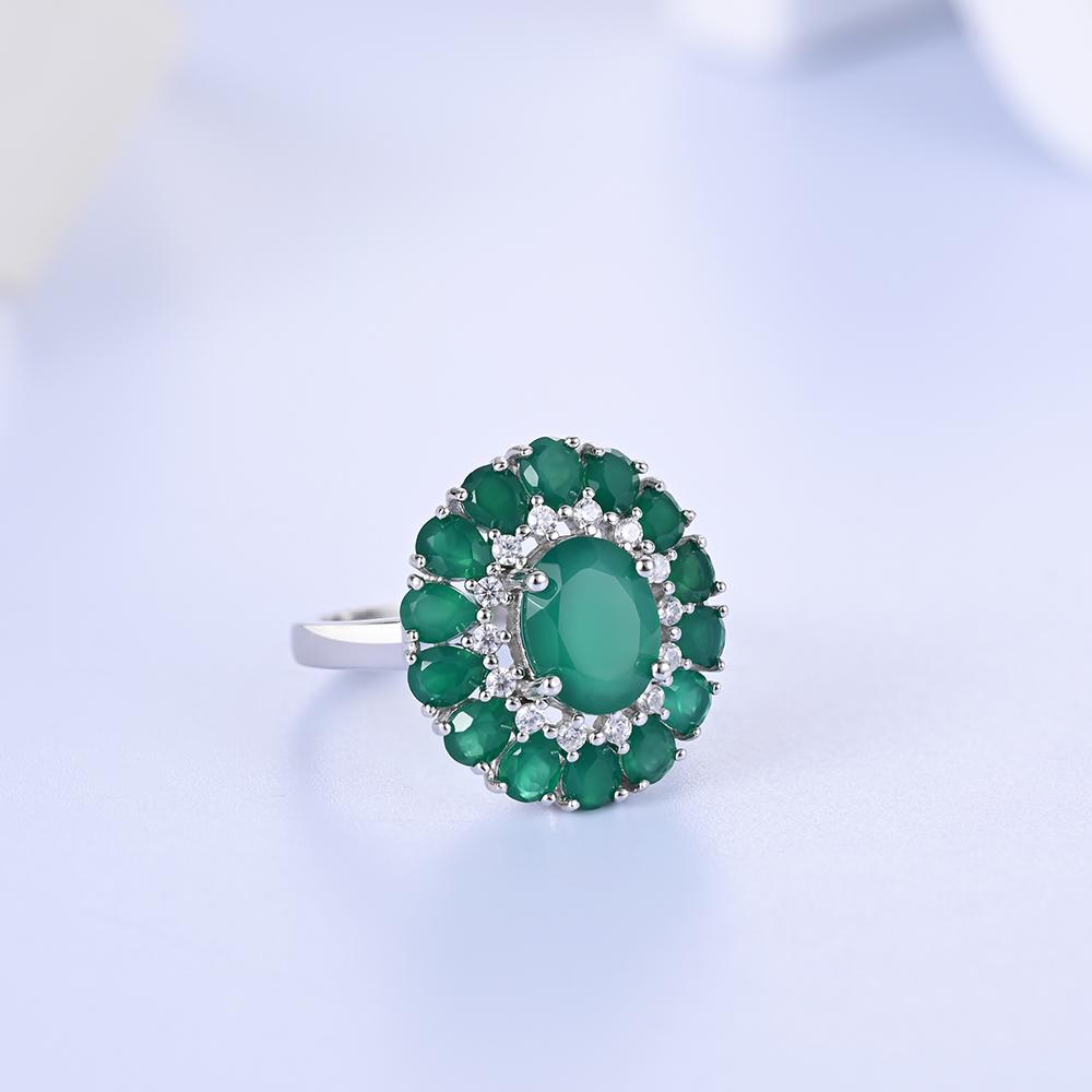 Модное потрясающее серебряное кольцо S925, натуральный зеленый агат, успокаивающий драгоценный камень, свет, роскошные украшения для женщин, помолвка, банкет, фестиваль, подарок