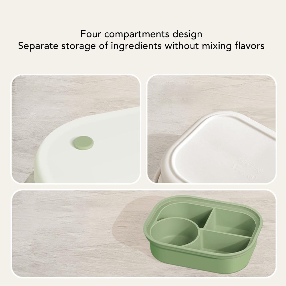 Silicone Lunch Storage Container 4 Compartment Thermal Lunch Box Food Container For Office