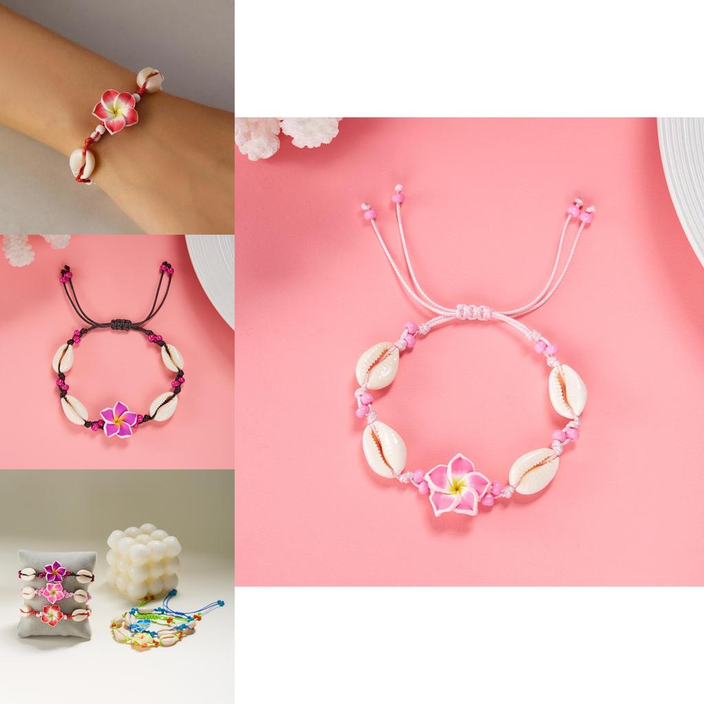 Summer Fashion Handmade Flower Bead Anklet With Adjustable Woven Design For Women