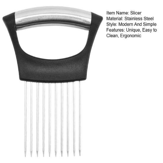 Держатель и слайсер для лука из нержавеющей стали с 10 зубцами, ручной слайсер для овощей, лука, помидоров, лимонов, мяса, кухонный инструмент для нарезки