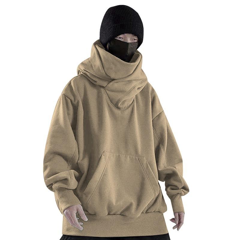 Autumn New  Pile Collar Plus Velvet Hooded Sweatshirt Loose Casual Pullover Top Trendy Versatile