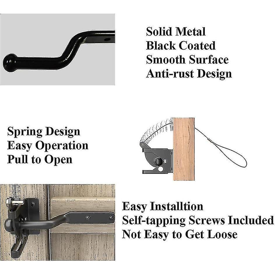 Lock Gate Gravity Latch Automatic Latch for Metal Wooden Fence Stainless Steel Spring Loaded Adjustable Latch Extension Fastener 1pcs