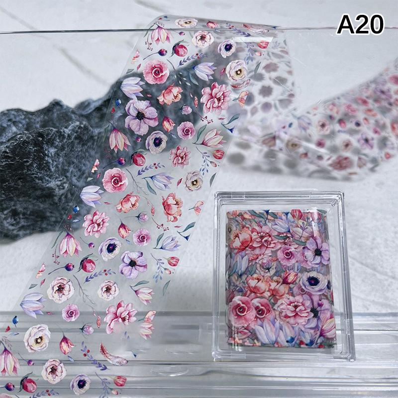 1Pcs 100cm Flower Rose Nail Transfer Foils Sticker Paper Floral Nail Wraps Tulip Nail Art Stickers Decals Nail Art Decorations