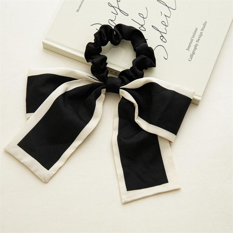 Fashionable Large Bow Ribbon Hair Rope Women French Scrunchies for Daily Ponytail