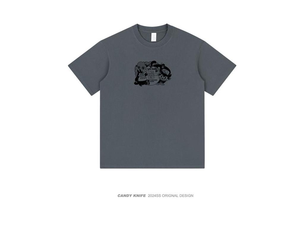 Trendy Cartoon Print Bestie T-Shirt - Pure Cotton Short Sleeve