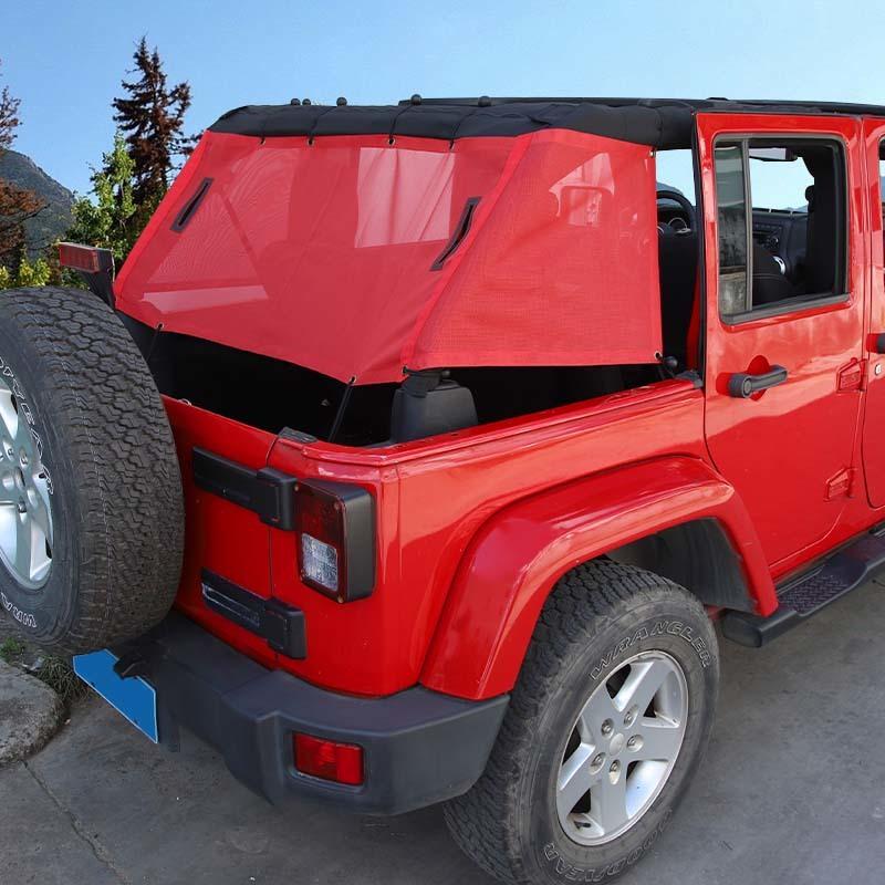 Car Rear Trunk Sunshade Mesh Sunscreen Cover for Jeep Wrangler JK 4-Door Version Exterior Accessories, UV Protection