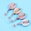 Gold Silver Retractable Badge Reel Name Tag Easy To Pull Buckle ID Card Holder  Office Accessories