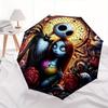 Jack Skellington, Sally Automatic Opening and Closing Umbrella - 8 Ribs Portable Folding Umbrella with Plastic Handle, Suitable for Leisure