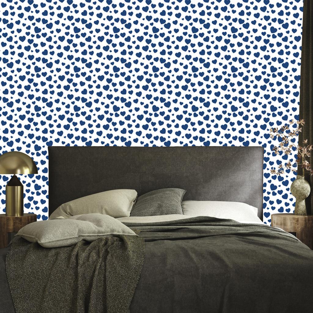 Heart Wallpaper Blue, White, Light Gray and Azure 50x1000