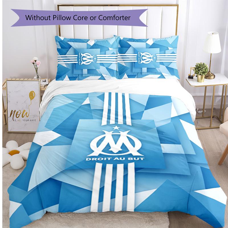 Olympique Lyonnais FC Printed 3PCS Bedding Set Breathable Duvet Cover with Pillowcases Decorative Bed Linen for Bedroom Home