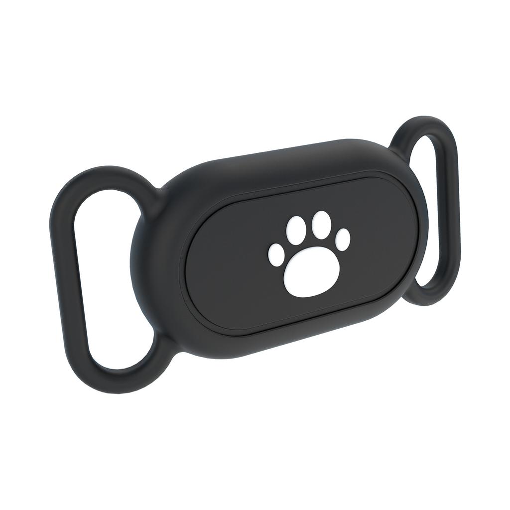 Silicone Cover for Samsung Galaxy SmartTag 2 Bluetooth-compatible Tracker Protective Case for Pet Dog / Cat - Bone Pattern / Black