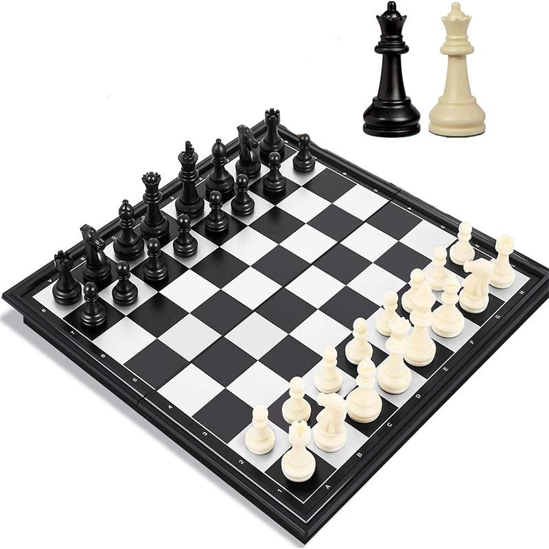 1Set Mini International Chess Folding Magnetic Plastic Chessboard Board Game Portable Home Outdoor Kid Toy Lightweight