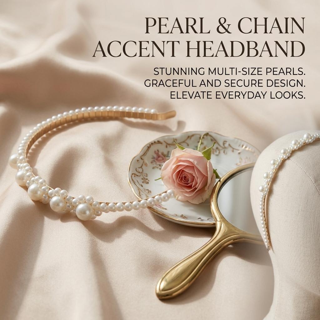 Women Retro Pearl Hairband Lightweight Alloy Headband With Elegant Design For Daily And Formal Occasions