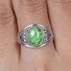Green Copper Turquoise Oval Gemstone Ring, Handmade Designer Ring, Statement Ring, Boho Ring, 925 Silver Charm Jewelry