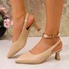Fashion Ladies Shoes 2025 Summer Fashion Pointed Toe Women's Sandals High Heels Slip On Thin Heel Pumps Versatile New