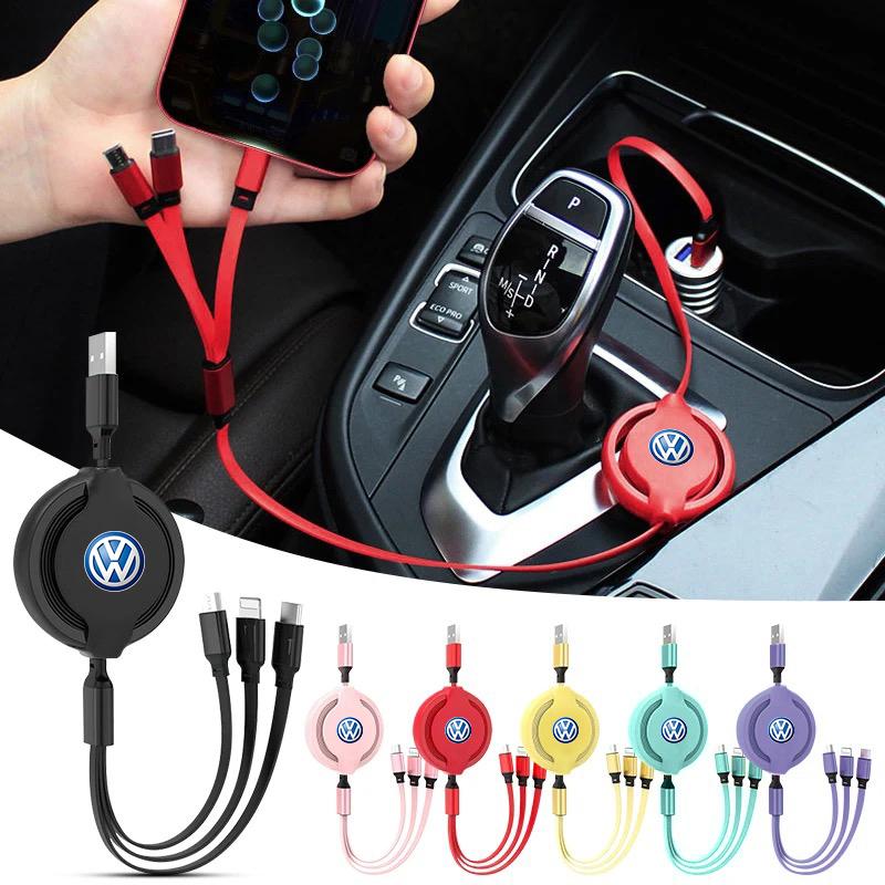 T263 In 1 Car Apple Android Type-C Quick Charger Cable Multi Charger For Volkswagen Polo Golf Tiguan Passat Touareg Magotan ID.3 T5
