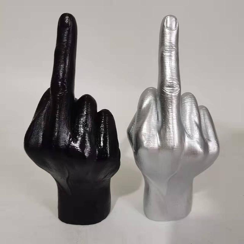 1Pcs Modern Nordic Style Creative Middle Finger Statue Resin Craft Sculpture Flower Potted Plant Home Garden Decoration