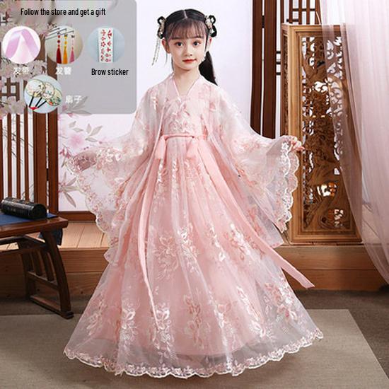 Девичье платье ханьфу: Супер Сказочная Принцесса Длинный Рукав Китайский Стиль на Осень/Зиму