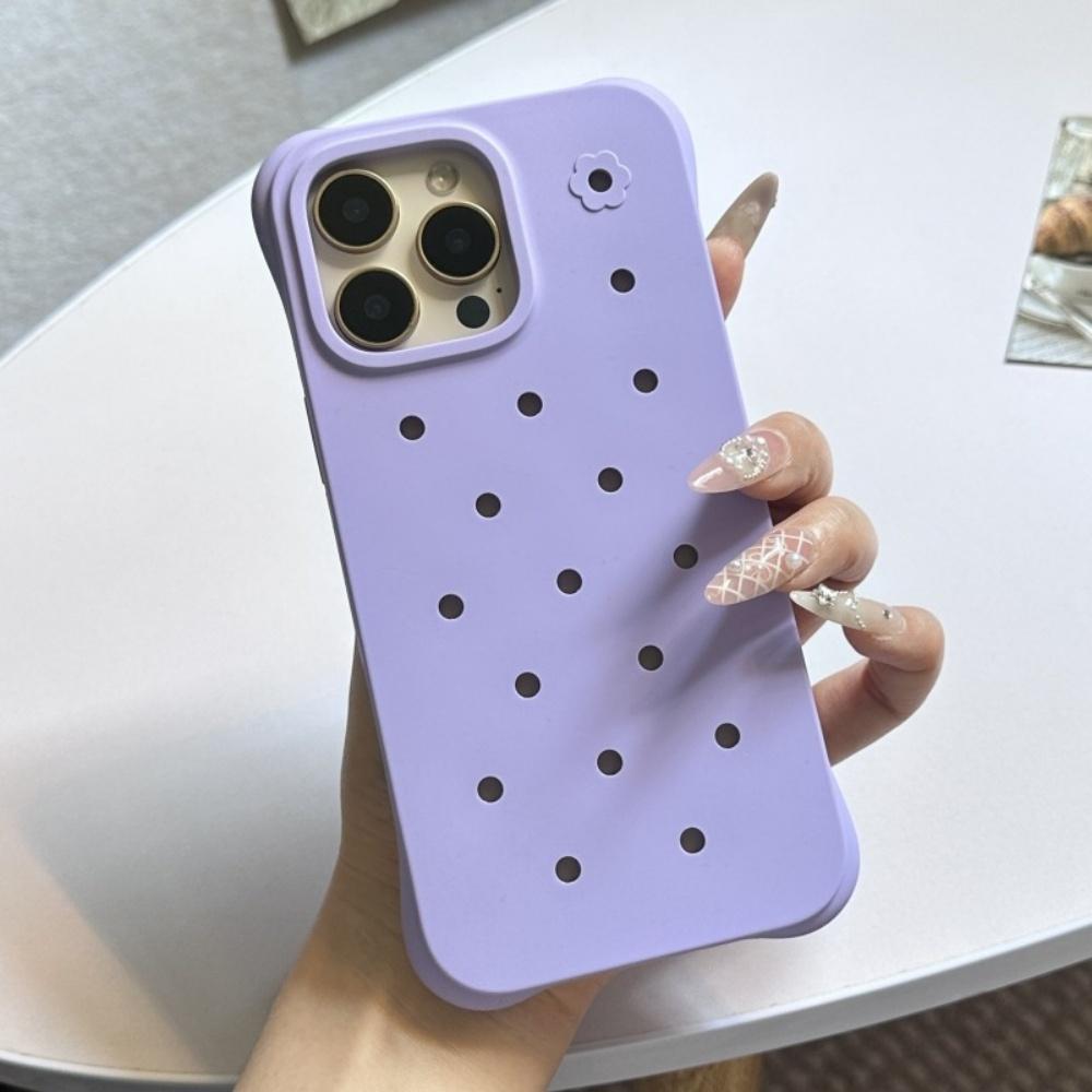 DIY Hole for Crocs Charms Silicone Phone Case For iPhone 17 Pro Max 16 15 14 13 Pro 16 Plus Candy Color Shockproof Soft Cover