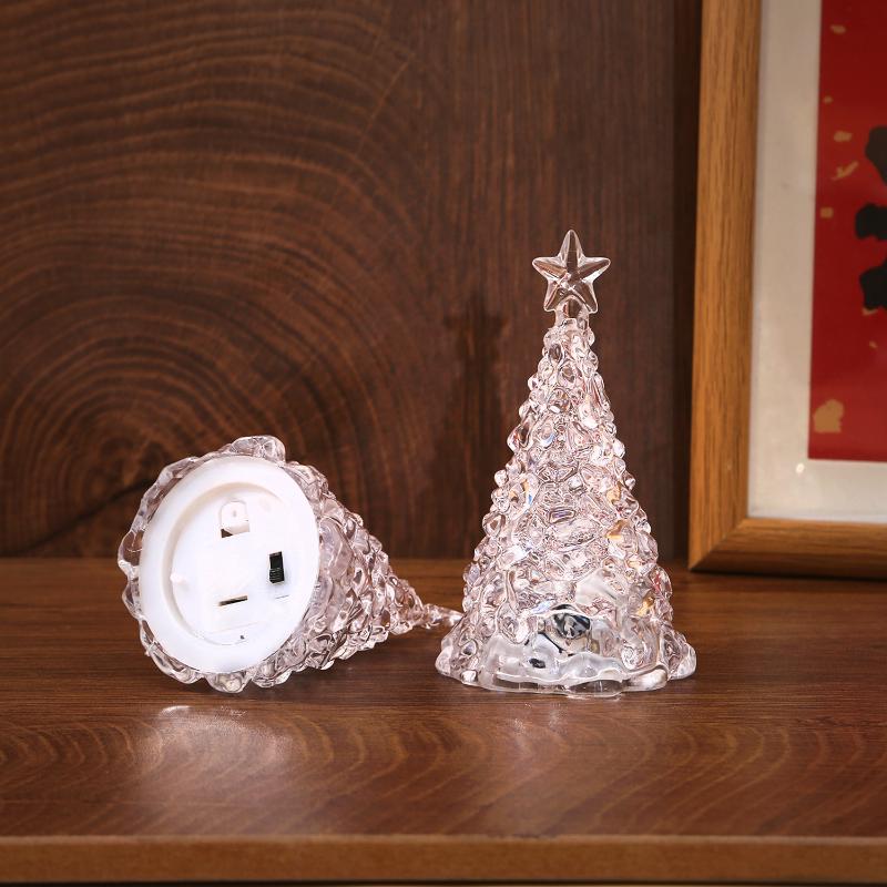 Crystal Christmas Tree Night Light Christmas Desktop Ornament Xmas Tree Lamp Christmas Gift Glow In The Dark Home Decor