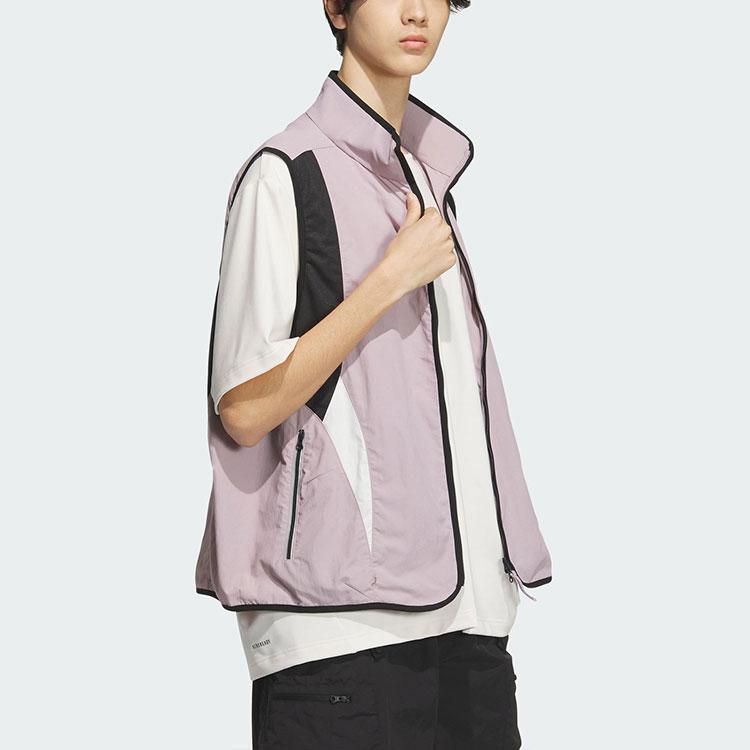 adidas Жилет Future Style Woven, повседневный жилет с воротником-стойкой на молнии, цвет «цвет блока», спортивный жилет для мужчин, фиолетовый, розовый JI9885
