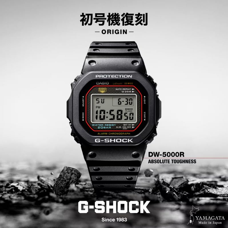 Casio Модель Первого Поколения Реплика Цифровой Квадратный Смоляной Ремешок Сделано в Японии G-Shock DW-5000R-1A [Б/У]