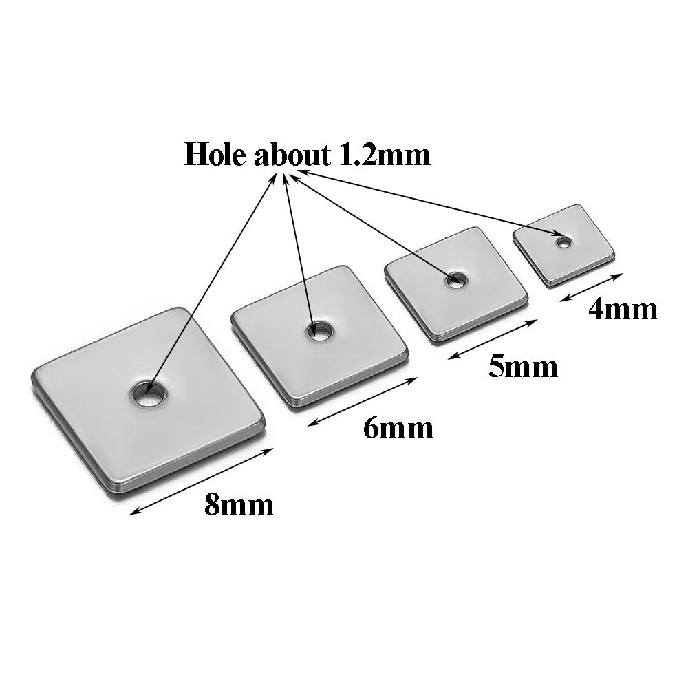 50pcs Stainless Steel Gold Square Flat Spacer Beads 4mm 5mm 6mm 8mm Loose Beads Charms for Jewelry Making DIY Bracelet Supplies