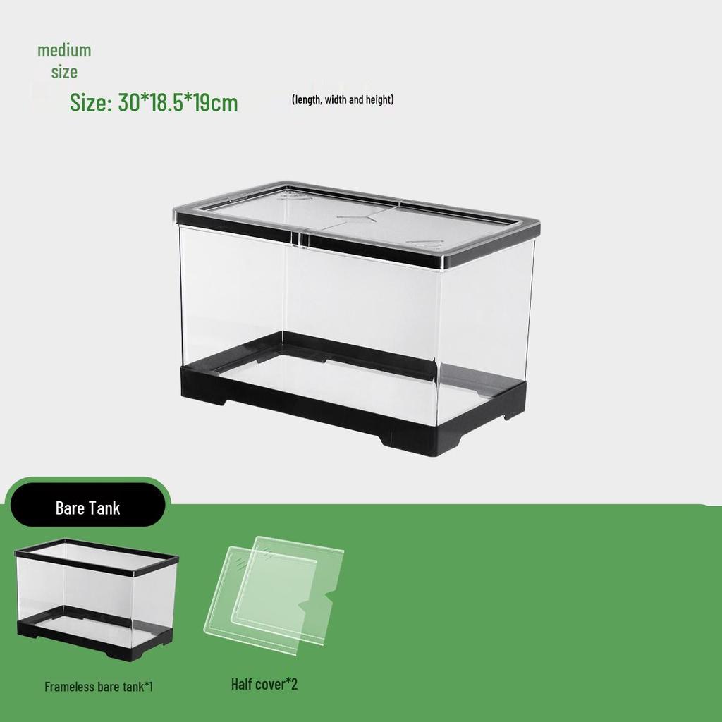 Компактный террариум для черепахи с платформой для обогрева - Элегантная настольная среда обитания с крышкой для экологичной гостиной