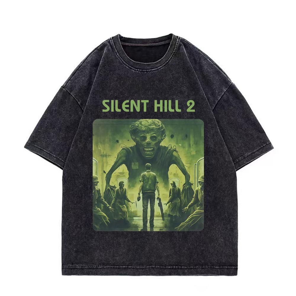 Игра Silent Hill Винтажная стираная футболка Мужская Женская Готическая Мода Футболки Высококачественный Хлопок Оверсайз Футболки Уличная Одежда