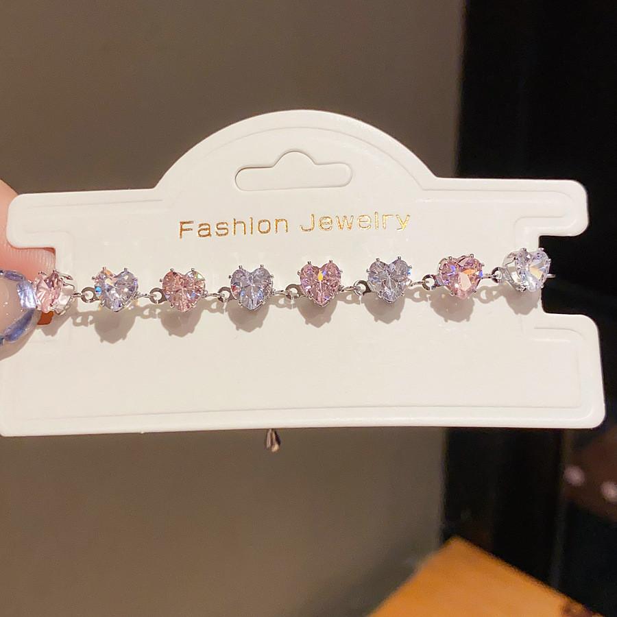 Elegant Heartshaped Zircon Silver Bracelet For Women With Luxury Style And Versatile Gift Use