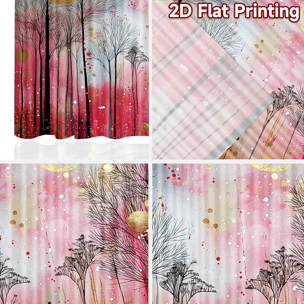 2D flat printing 2pcs Curtain Drapes Moonlit Golden Forest Digital Printed Polyester Drapes Birthday Party Perfect for Holiday