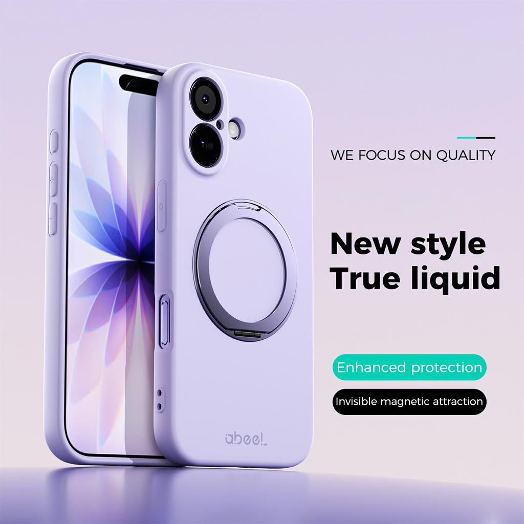 ABEEL For iPhone 17 Magnetic Case Kickstand Skin Touch Liquid Silicone Phone Cover