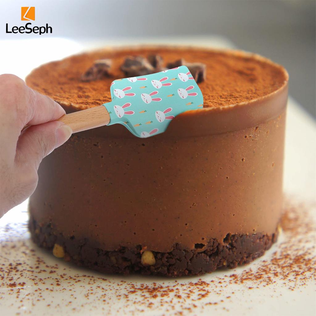 Набор из 10 симпатичных силиконовых лопаток для выпечки Leeseph, лопатка для украшения торта с деревянной ручкой, для выпечки на кухне и Рождества