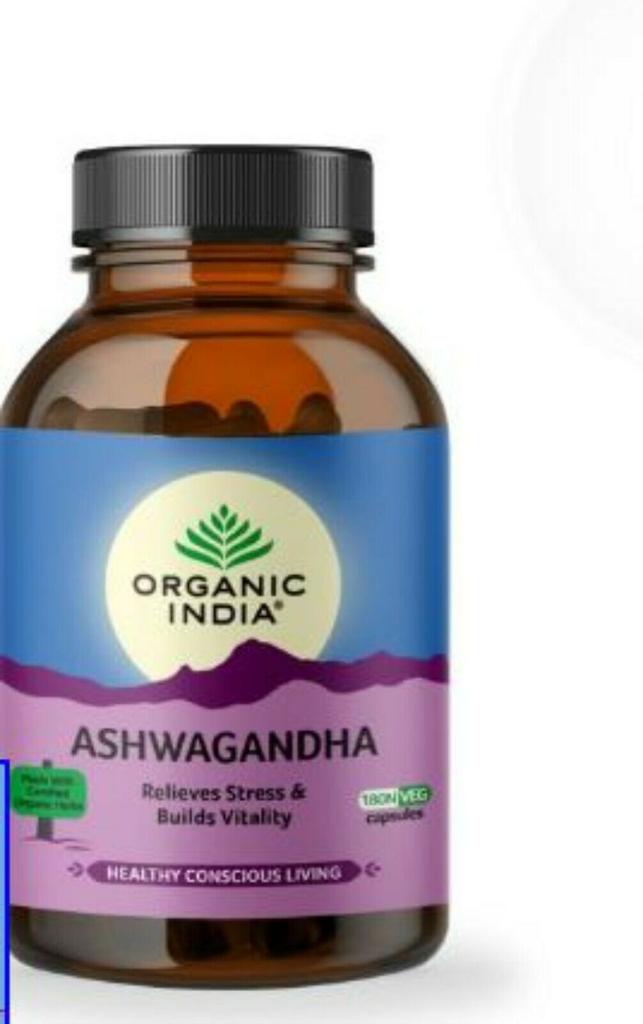 Organic India Ashwagandha Veg 180 Capsule FREE SHIPPING WORLDWIDE