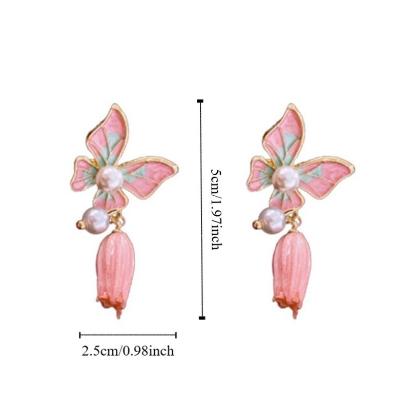Light Luxury Butterfly Earrings Oil Drop Sweet Stud Earrings Elegant Vintage Earrings Women Party