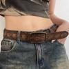 Flower Retro PU Leather Belt Metal Buckle Trouser Decoration Y2k Style Waist Belt  Female/Girls