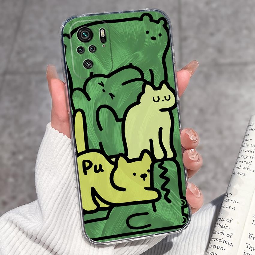 Милый чехол для телефона с котенком для Redmi Note 10 9 8 7 6 5A Pro 9T 8T 7S 10Lite Мягкий чехол Защитная пленка для экрана Высокое качество Пылезащитный чехол для Redmi Прозрачный чехол